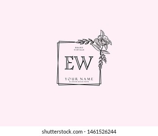 Initial EW beauty monogram and elegant logo design, handwriting logo of initial signature, wedding, fashion, floral and botanical with creative template.