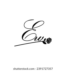 Initial EW handwriting flower typography ornament modern