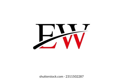 Initial EW letter Logo With Swoosh Design Graphic Vector Template for Business and Company Identity.