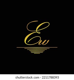 Initial EW logo signature elegant gold element