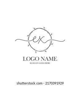 Initial EX beauty monogram and elegant logo design, handwriting logo of initial signature, wedding, fashion, floral and botanical with creative template.