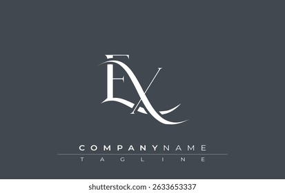 Vetor inicial do design do logotipo EX. Elegante Monograma Logo Design com elementos decorativos e tipografia