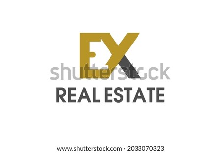 Initial EX Real Estate Logo, house icon from negative space combination letter E and X, Flat Design logo Template, vector illustration