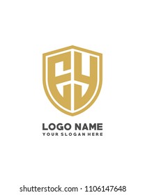 Initial EY abstract shield logo template vector