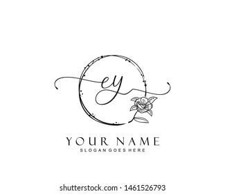 Initial EY beauty monogram and elegant logo design, handwriting logo of initial signature, wedding, fashion, floral and botanical with creative template.