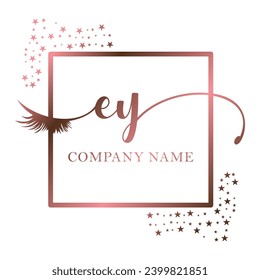 Initial EY calligraphy company eye and eyelash handwriting