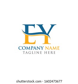 Initial EY Letter Linked Logo Vector Template. Swoosh Letter EY Logo Design.