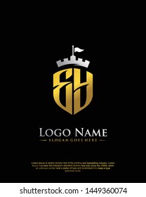 initial EY letter with shield style logo template vector