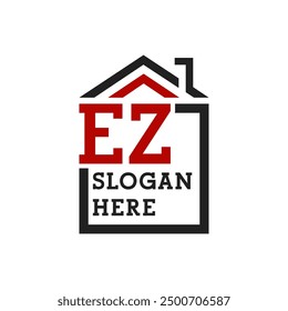 Initial EZ house logo for Roofing. Letter EZ Real Estate Logo