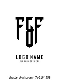 Initial F & F abstract shield logo template vector