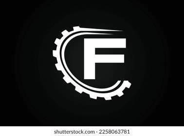 Initial F alphabet with a gear. Gear engineer logo design. Logo for automotive, mechanical, technology, setting, repair business, and company identity
