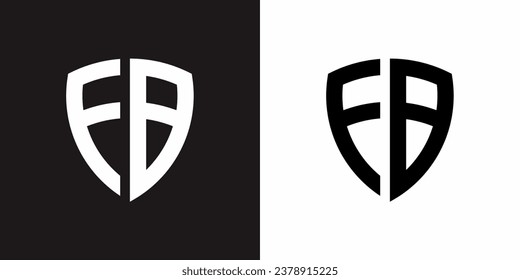 Initial F B letter shield logo design, Sport logo design template