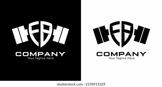 Initial F B letter shield logo design, Sport logo design template