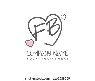Initial F B with love logo template vecor