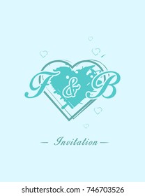 Initial F & B wedding invitation logo template vector