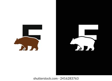 Initial F Bear logo. Bear Abstract F letter with bear logo design and modern emblem unique logo design.