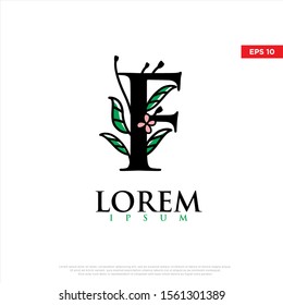 Initial f beauty monogram and elegant logo design. modern floral icon, template illustration