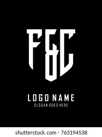 Initial F & C abstract shield logo template vector
