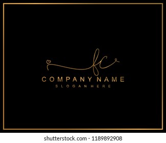 Initial F C handwriting logo template vector