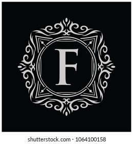 Initial F with a circular decoration Logo Design Template. Letter Icon Logo. Vector Illustration.