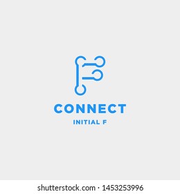 initial f connection logo design technology symbol icon