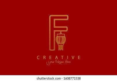 Initial F Creative Logo Icon Design. Elegant happy chinese new year design with letter style.