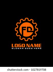 Initial F & D gear logo template vector