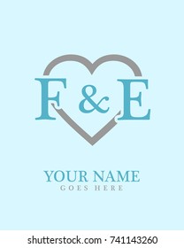 Initial F & E with love background logo template vector