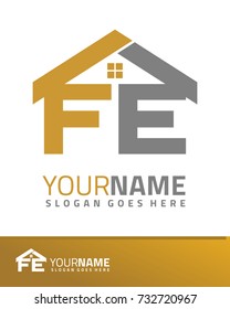 Initial F & E real estate logo template vector