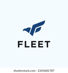 initial f with eagle logo design vector silhouette illustration