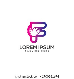 initial F eagle logo luxury linked premium design template elements.