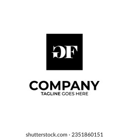 Diseño inicial del logotipo de letras F y G. FG creativa moderna carta negra plantilla de diseño de logotipo