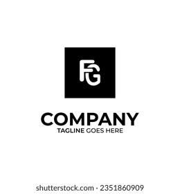 Diseño inicial del logotipo de letras F y G. FG creativa moderna carta negra plantilla de diseño de logotipo