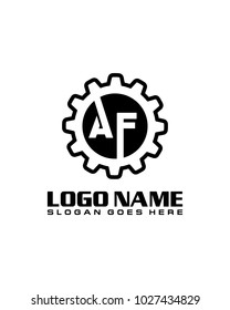Initial A & F gear logo template vector