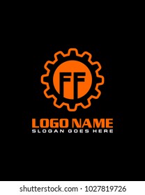 Initial F & F gear logo template vector