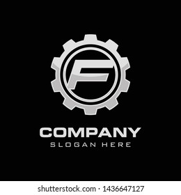 Initial F gear logo template vector illustration
