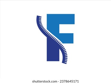 Initial F with gear template logo