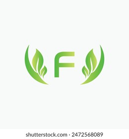 Initial F Green Letter und Leaf für Modern Beauty Natur Kosmetik, Vegan, Umwelt, Ernährungsberater Service Firmenlogo Idee

