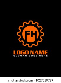 Initial F & H gear logo template vector