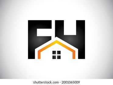 Logotipo De Letra Inicial F H Con Plantilla De Vector Creativo Moderno De Typografía Empresarial. Resumen creativo Letra monograma F H