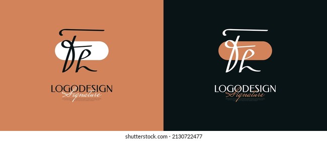 Initial F and H Logo Design with Elegant and Minimalist Handwriting Style. FH Signature Logo or Symbol for Wedding, Fashion, Jewelry, Boutique, and Business Identity
