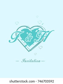 Initial F & H wedding invitation logo template vector