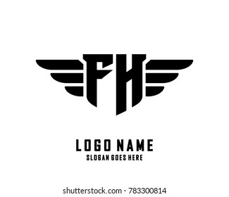 Initial F & H wing logo template vector