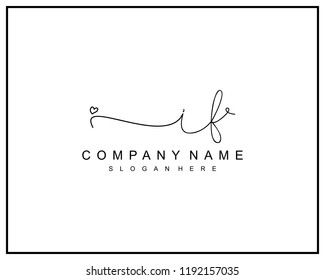 Initial I F handwriting logo template vector