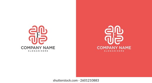 Initial F heart logo design. Love icon vector illustration