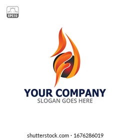 initial f j fire and ball logo design - vector