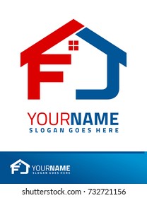 Initial F & J real estate logo template vector