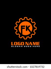Initial F & K gear logo template vector