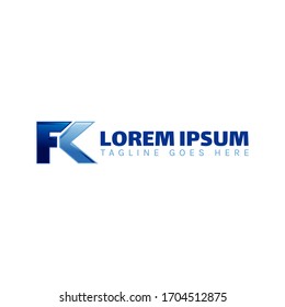 initial F & K letter graphic concept blend with roof and window symbol
