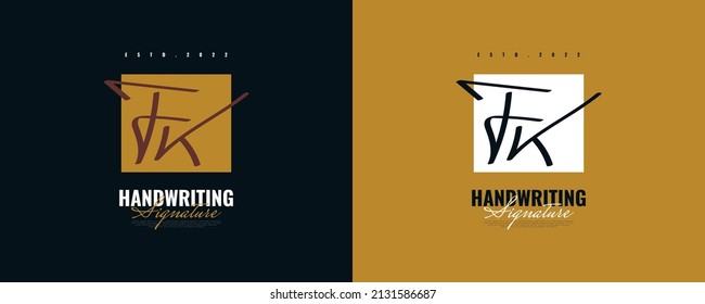 Initiales F und K Logo Design mit elegantem und minimalistischem Handschrift-Stil. FK-Signature-Logo oder Symbol für Hochzeit, Mode, Schmuck, Boutique und Geschäftsidentität